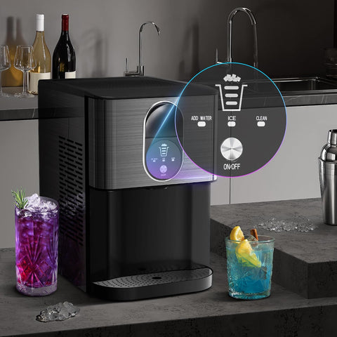 Kismile Countertop Nugget Ice Maker, 44Lbs/24H Self-Cleaning, Black
