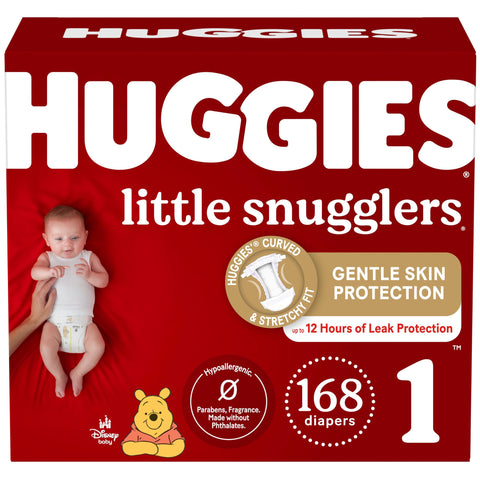 Baby Diapers Size 1 (8-14 lbs), 168ct, Huggies Little Snugglers