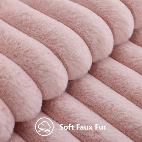 decorUhome Fall Faux Fur Throw Pillow Covers 16x16 Set of 2 Pink