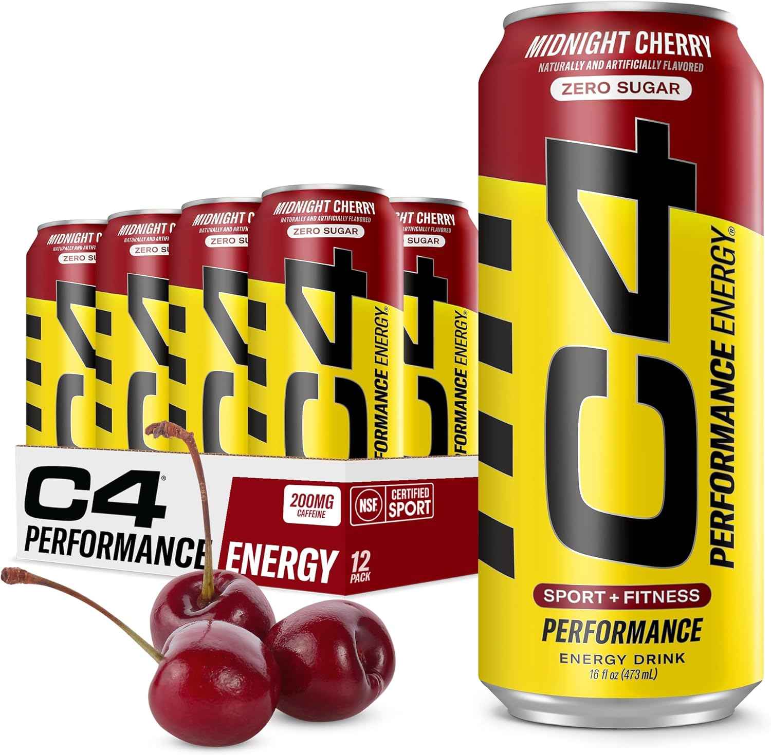 C4 Performance Energy Drink with Zero Sugar, 200mg Caffeine, 16 Fl Oz 12pk