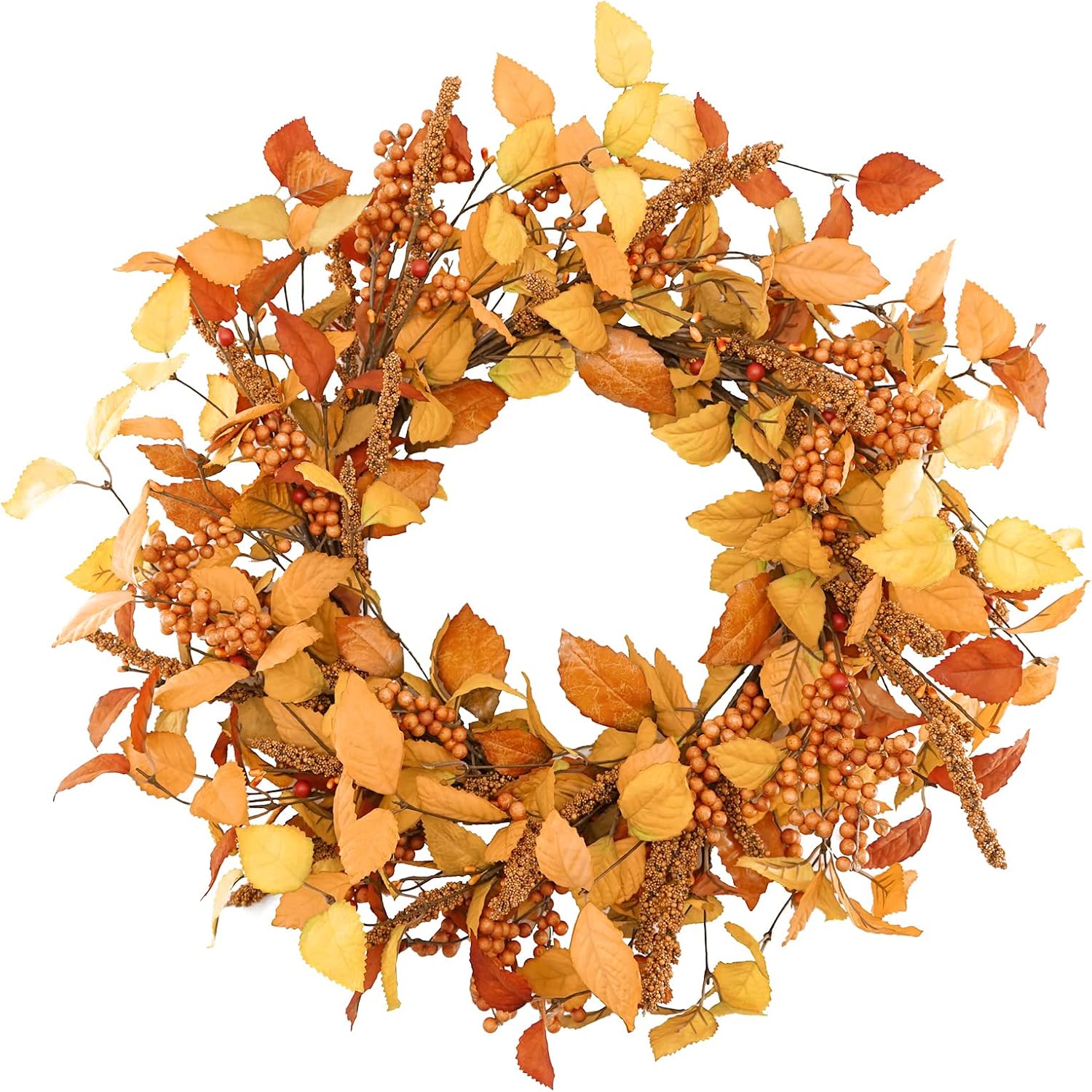 YNYLCHMX 20" Fall Wreath for Front Door, Eucalyptus and Sorghum Decor