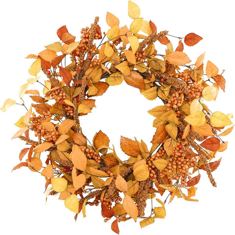 YNYLCHMX 20" Fall Wreath for Front Door, Eucalyptus and Sorghum Decor