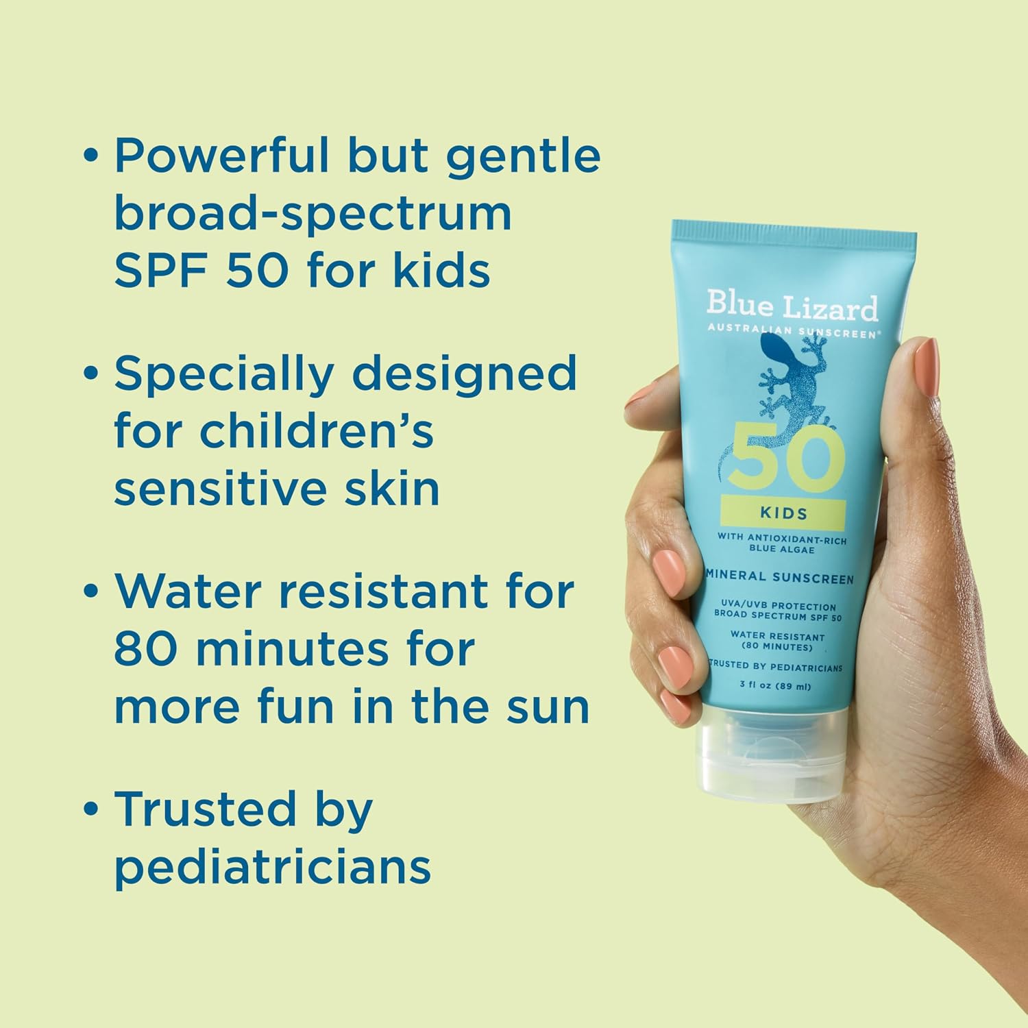 Blue Lizard Mineral SPF 50 Kids Sunscreen Lotion, Mineral Actives, 3 fl oz