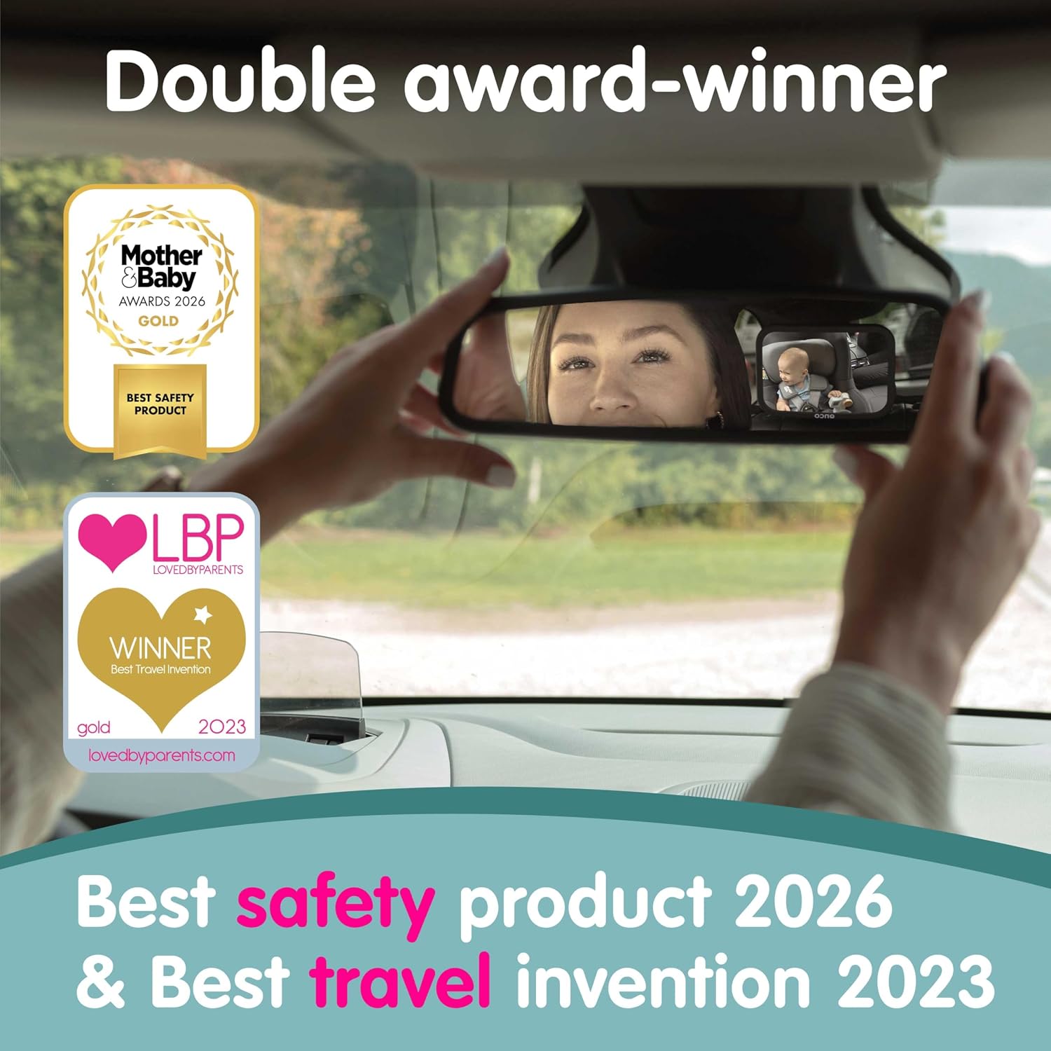 Onco Baby Car Mirror for Rear Facing Seats - Triple Award Winning, Non-Slip