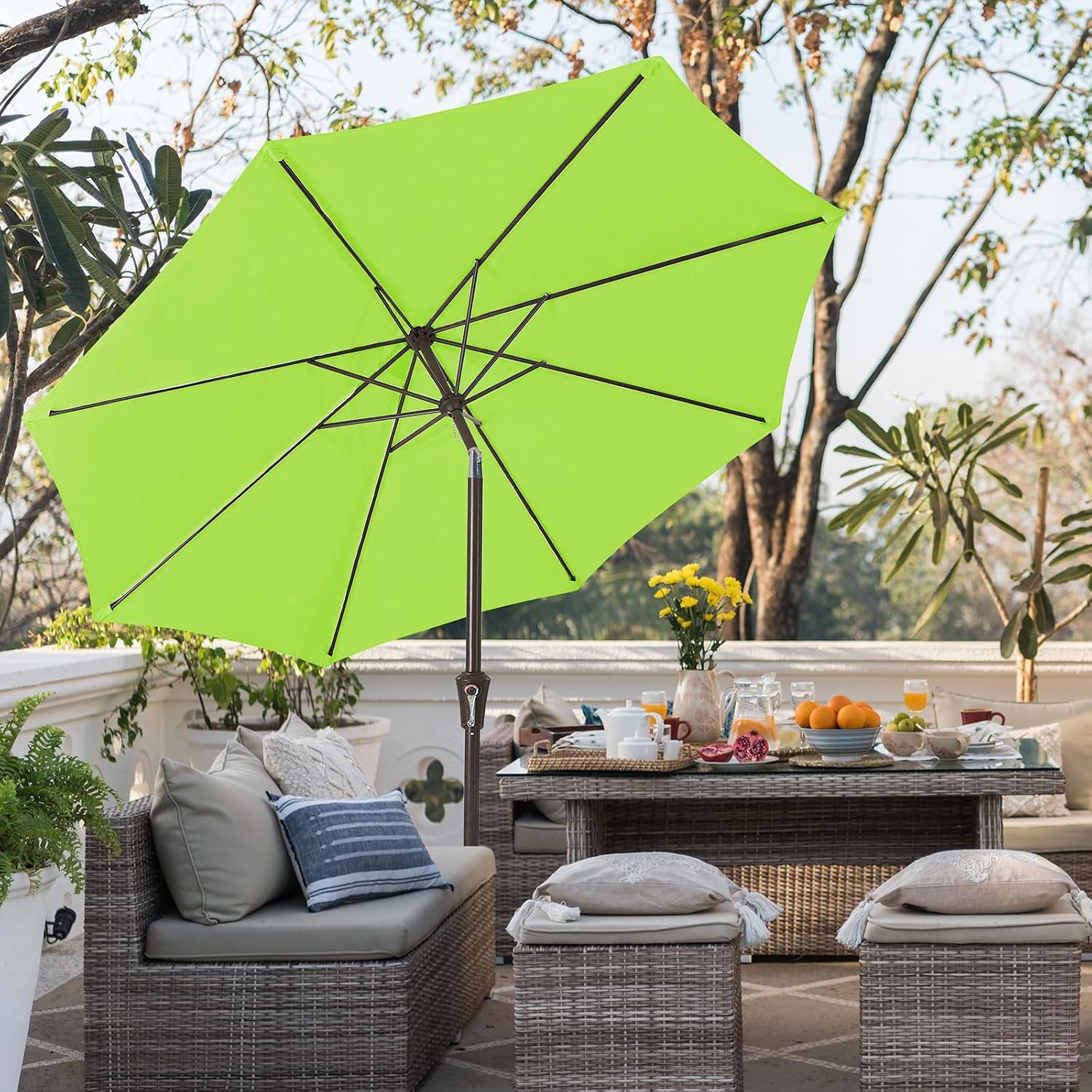 JEAREY 9FT Outdoor Patio Umbrella, Market Umbrella, Apple Green