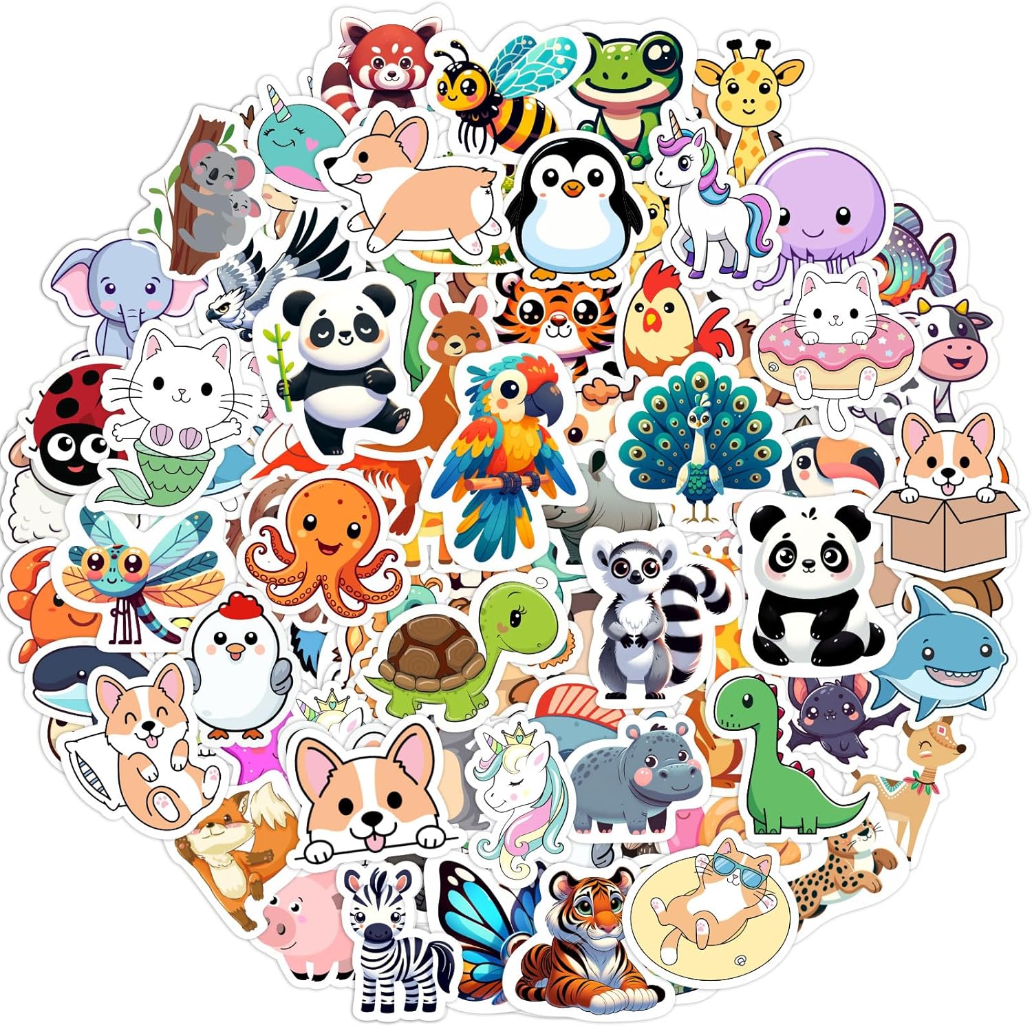 RINOLY 100 PCS Water Bottle Stickers for Kids,Waterproof Vinyl Animal Stickers for Kids,Skateboard,Laptop Stickers for Girls Boys Classroom Prizes