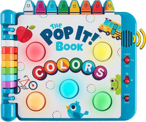 Chuckle & Roar Pop It Book, Colors, English & Spanish, Quiet Mode, 1–4+