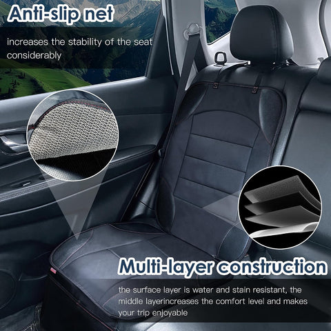 Sinvitron Car Seat Protector for Child Car Seat - Waterproof Non-Slip Leather Mat with 2 Mesh Pockets, Universal Seat Cover for Baby, Pets & Vehicles (1-Pack, Black)