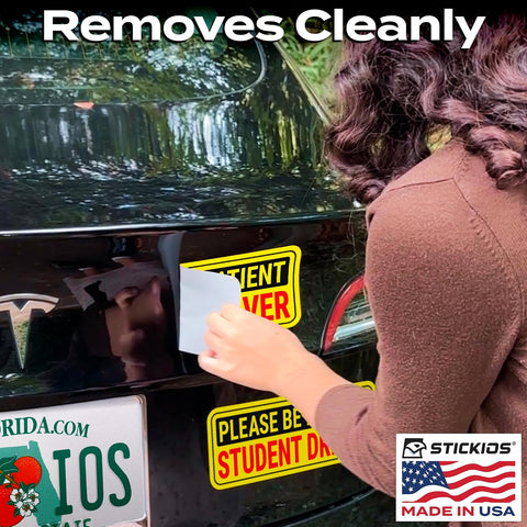 Stickios Student Driver Stickers for Cars & Windows - Reusable & Paint-Safe