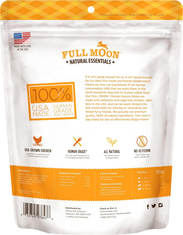 Full Moon All Natural Human Grade Dog Treats, Essential Chicken Savory Sticks, 24 Ounce (Pack of 2)