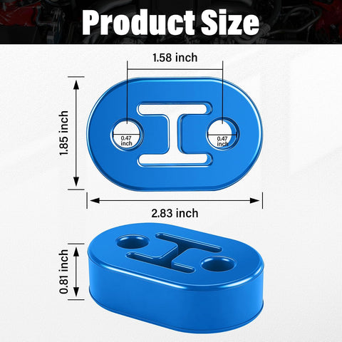 SINGARO Rubber Exhaust Hanger, Muffler Exhaust System, Heavy Insulator Support Bushing Installation, 2 Holes 0.47 Inch, High-Density Tailpipe Damping Hanger (4PCS Blue)