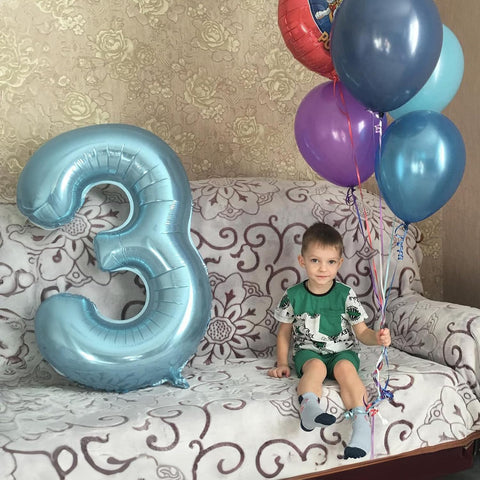 40 Inch Pastel Blue Number 0 Balloons, Giant Self Inflating Foil Number Balloon 0-9 for Boys, Baby Light Blue Mylar Helium 0 Balloons for Kids Age Birthday Party Decor Anniversary Decorations Supplies