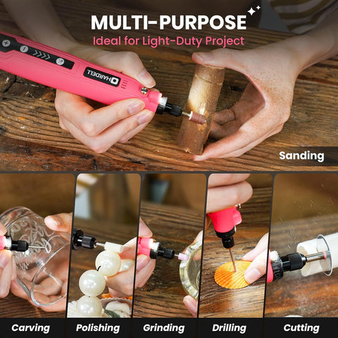 HARDELL Mini Cordless Rotary Tool Kit 129Pcs, Multi-Purpose DIY Craft Tool