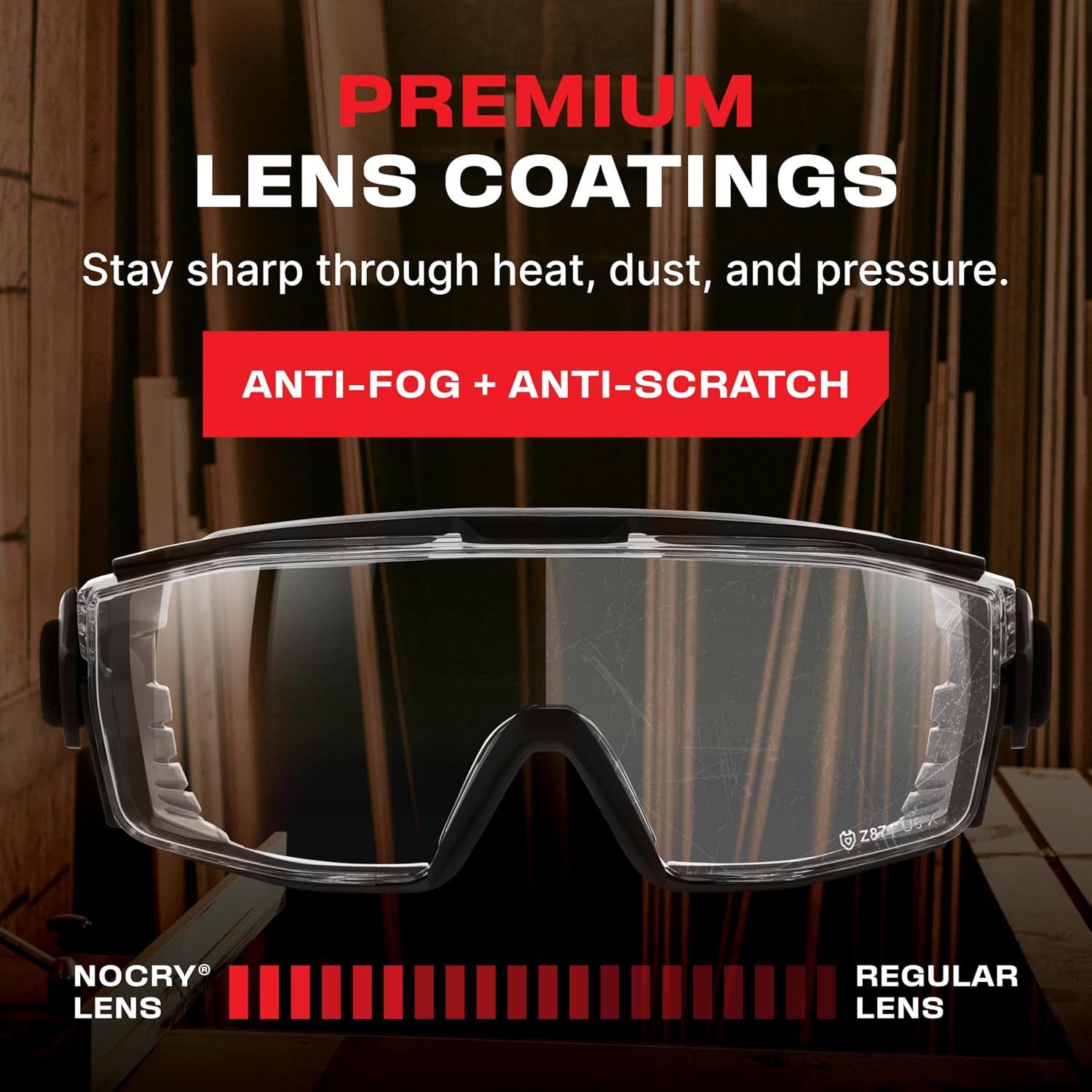 NoCry Anti-Fog Safety Goggles Over Glasses For Men & Women With Soft Gasket