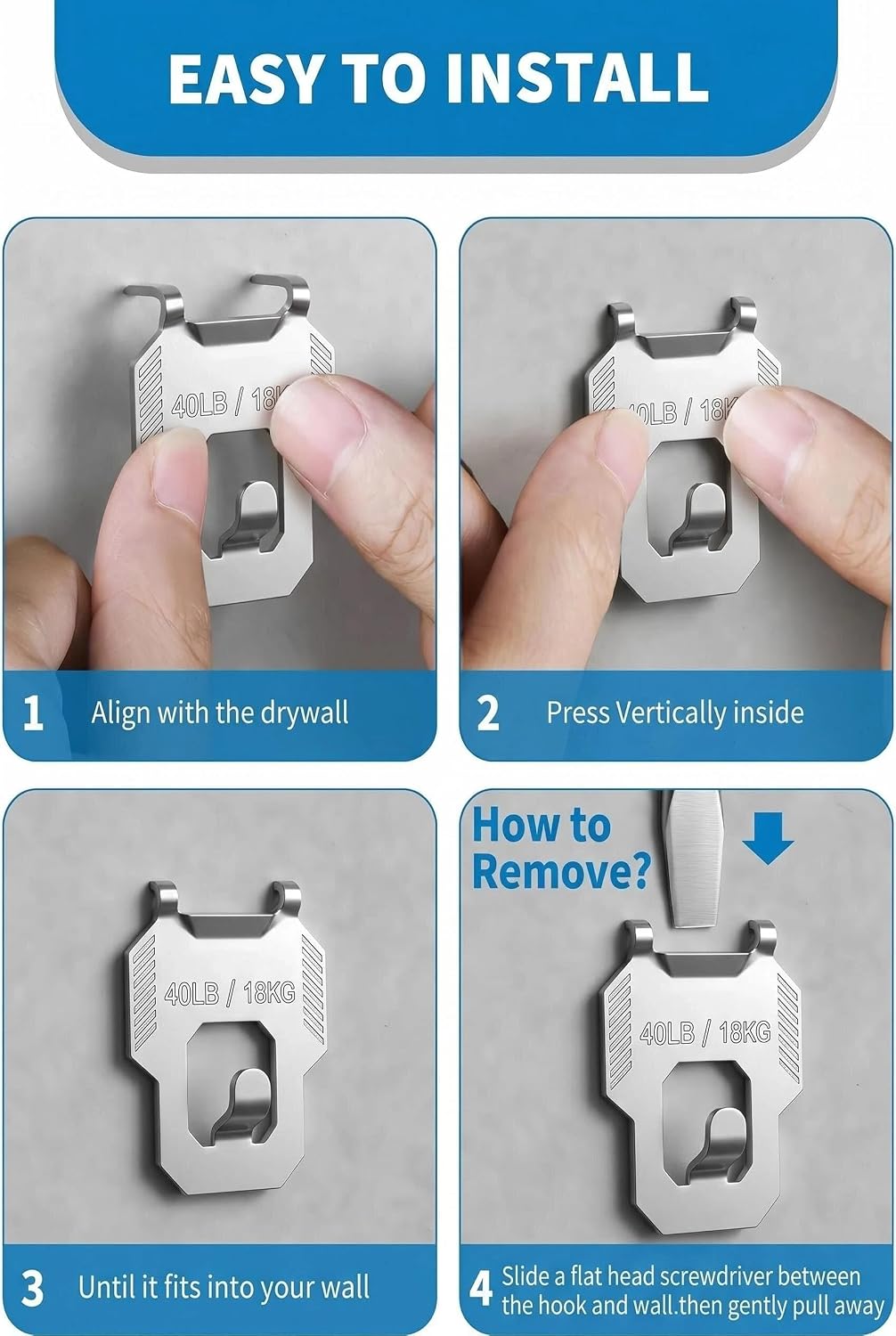 25 40 65 LB Picture Hangers Claw for Drywall Heavy Duty No Damage