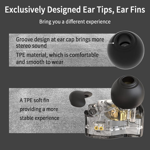 CCZ Yinyoo Melody in Ear Monitors Earphones Headphones Wired Earbuds without Microphone IEM HIFI Bass with 1DD 1BA, Ear fins, 4N OFC Cable for Musicians, Singer, on Stage, Studio (Purple, without mic)