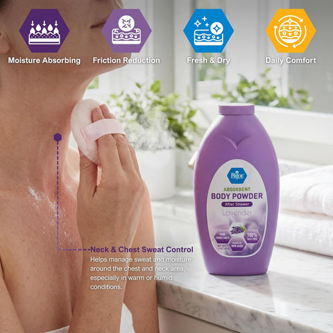 MED PRIDE Talc-Free Cornstarch Body Powder, Lavender Scent, 13 oz Bottle