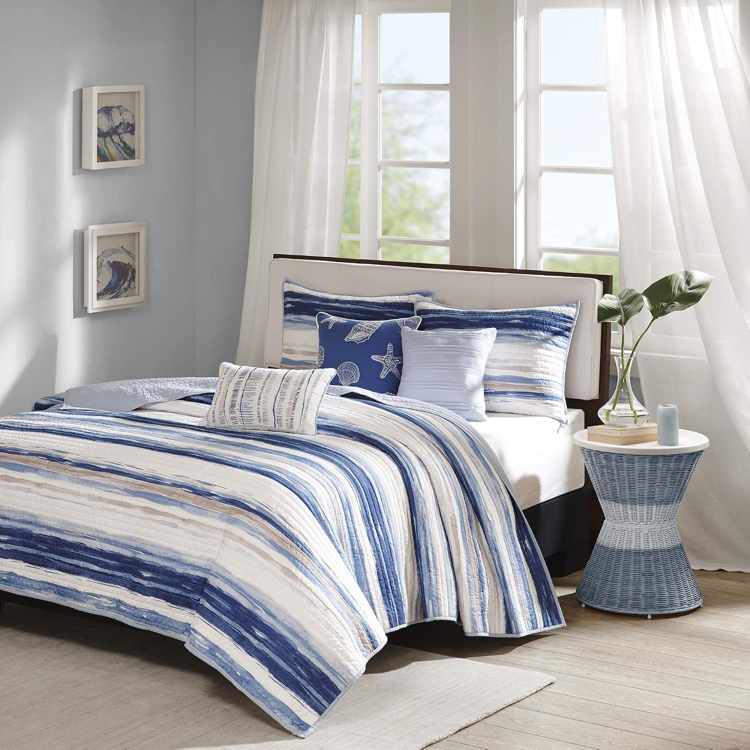 Madison Park Cottage Coastal Quilt Set, 6PC King/Cal King Coverlet