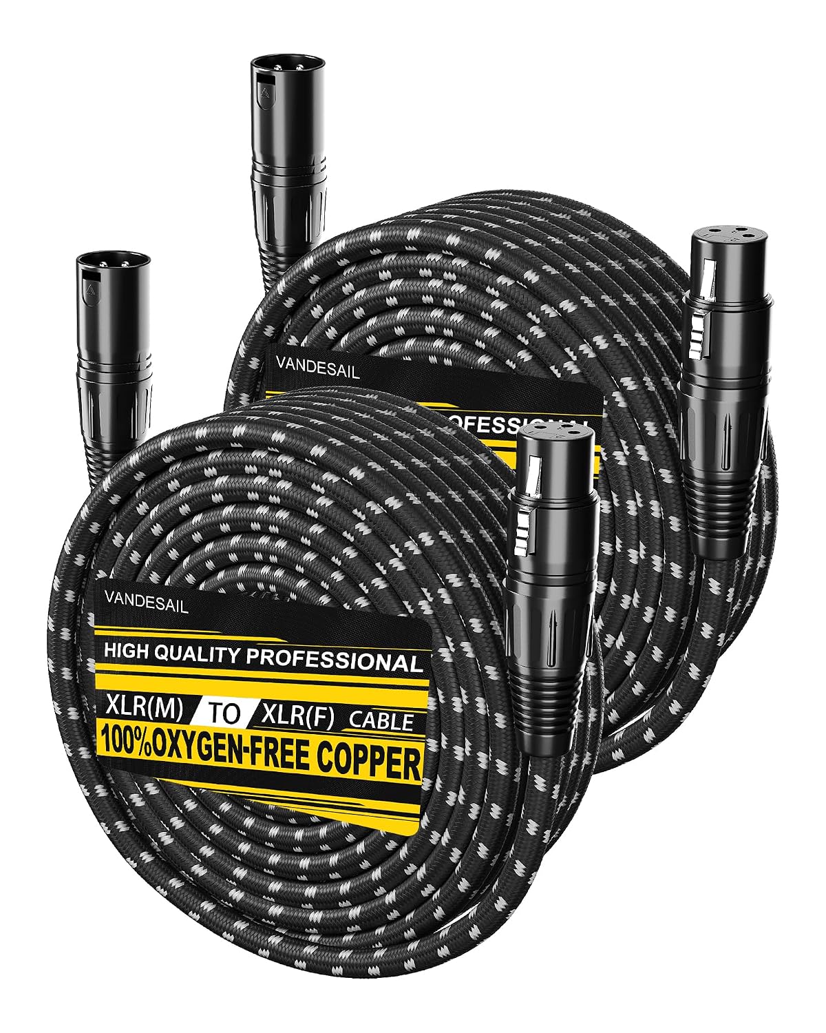 XLR Cables 75ft 2Pack, Durable Nylon Braided XLR Microphone Cable