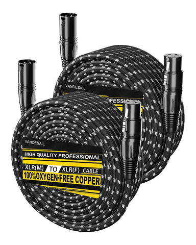 XLR Cables 75ft 2Pack, Durable Nylon Braided XLR Microphone Cable