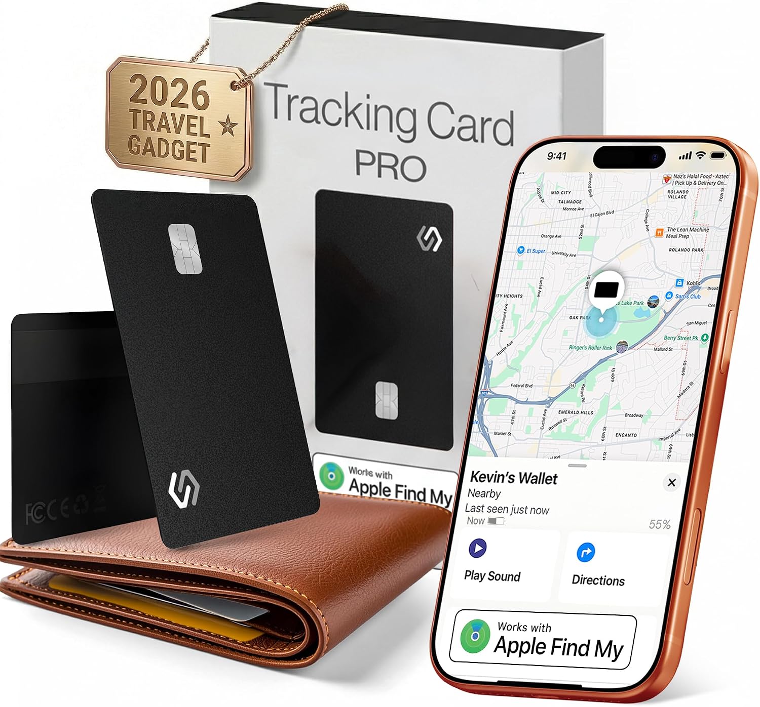SPOTMINDERS Apple MFi Certified Wallet Tracker PRO Works with Apple Find My IP68 Rechargeable Tracking Card for Wallet Luggage Passport 0.07in Slim Credit Card Design Item Finder