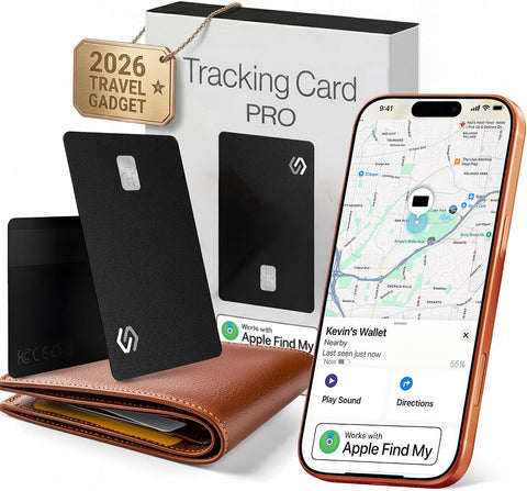 SPOTMINDERS Apple MFi Certified Wallet Tracker PRO Works with Apple Find My IP68 Rechargeable Tracking Card for Wallet Luggage Passport 0.07in Slim Credit Card Design Item Finder