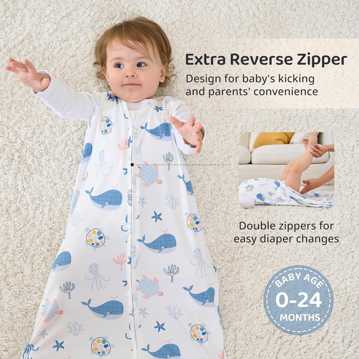 Baby Sleep Sack 0-6 Months 0.5 TOG, 2pk Baby Wearable Blankets