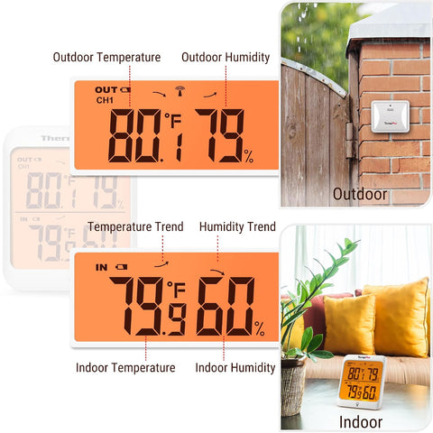 TempPro TempAir 500 FT Indoor Outdoor Thermometer Wireless & Remote Sensor