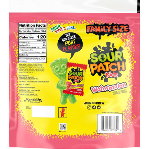 SOUR PATCH KIDS Watermelon Soft & Chewy Gummy Candy, Family Size, 1.8 lb