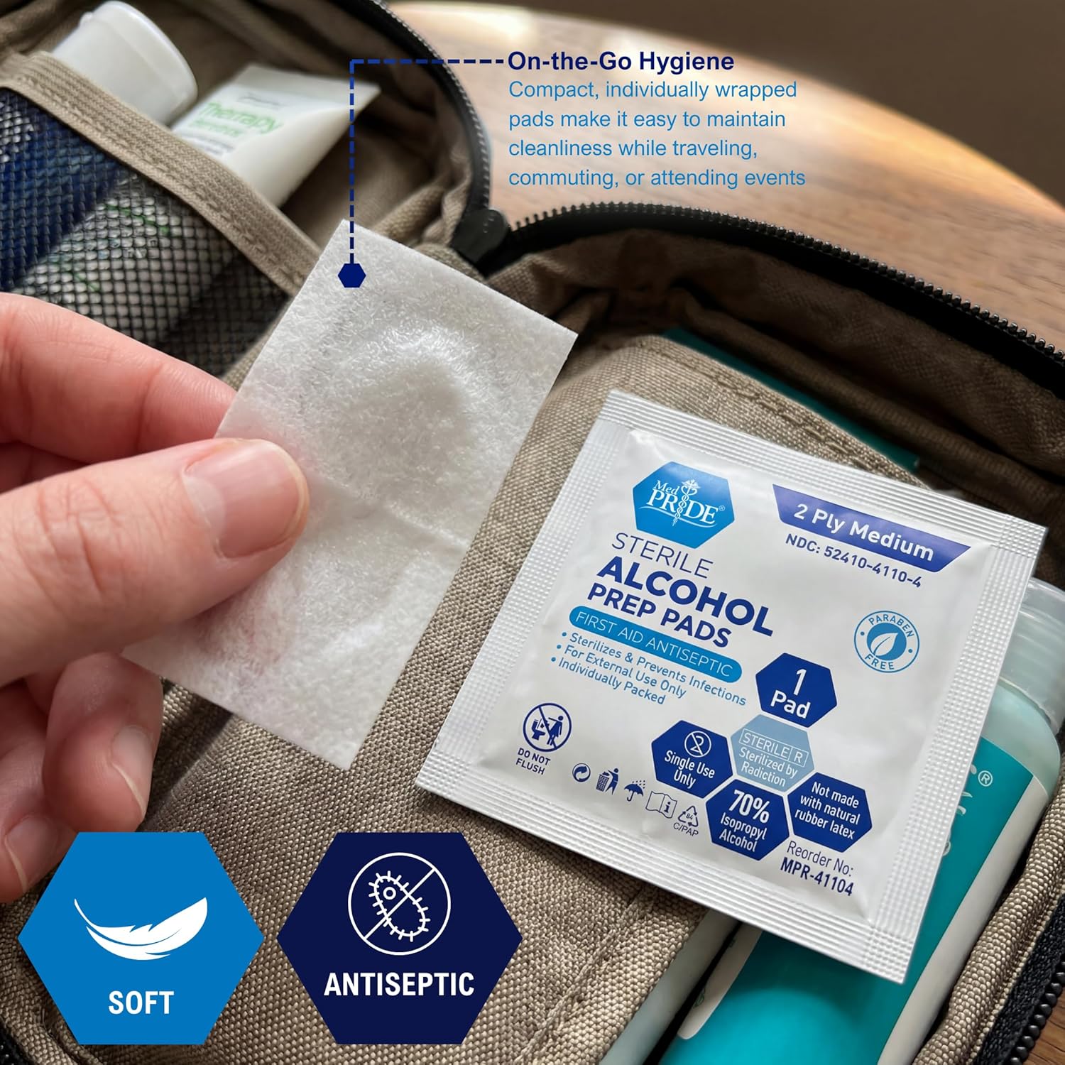 MED PRIDE Sterile Alcohol Prep Pads, 70% Isopropyl, 2-Ply, 200-Count Pack