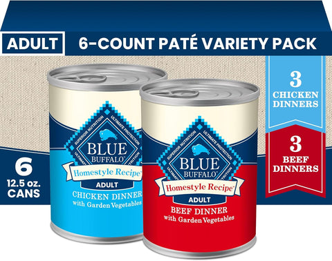 Blue Buffalo Homestyle Recipe Variety Pack Wet Dog Food, 12.5 oz, 6 ct