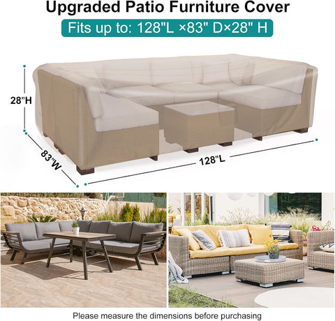 Waterproof Outdoor Patio Furniture Covers 128"L×83"W×28"H Brown