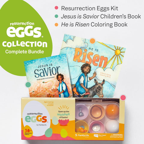 FAMILYLIFE Complete Resurrection Eggs Bundle – Interactive Easter Story Set – Hands-On Toddler Easter Activities – Resurrection Eggs, He is Risen Easter Coloring Book & Jesus is Savior Storybook