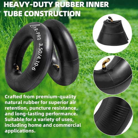 AR-PRO 3.50/4.10-6 (13 x 4.00-6) Replacement Inner Tubes for 6-Inch Rim Tires with TR-87 Bent Valve, Heavy-Duty Inner Tubes for Lawn Mowers, Wheelbarrows, Hand Trucks, Dollies – 2 Pack