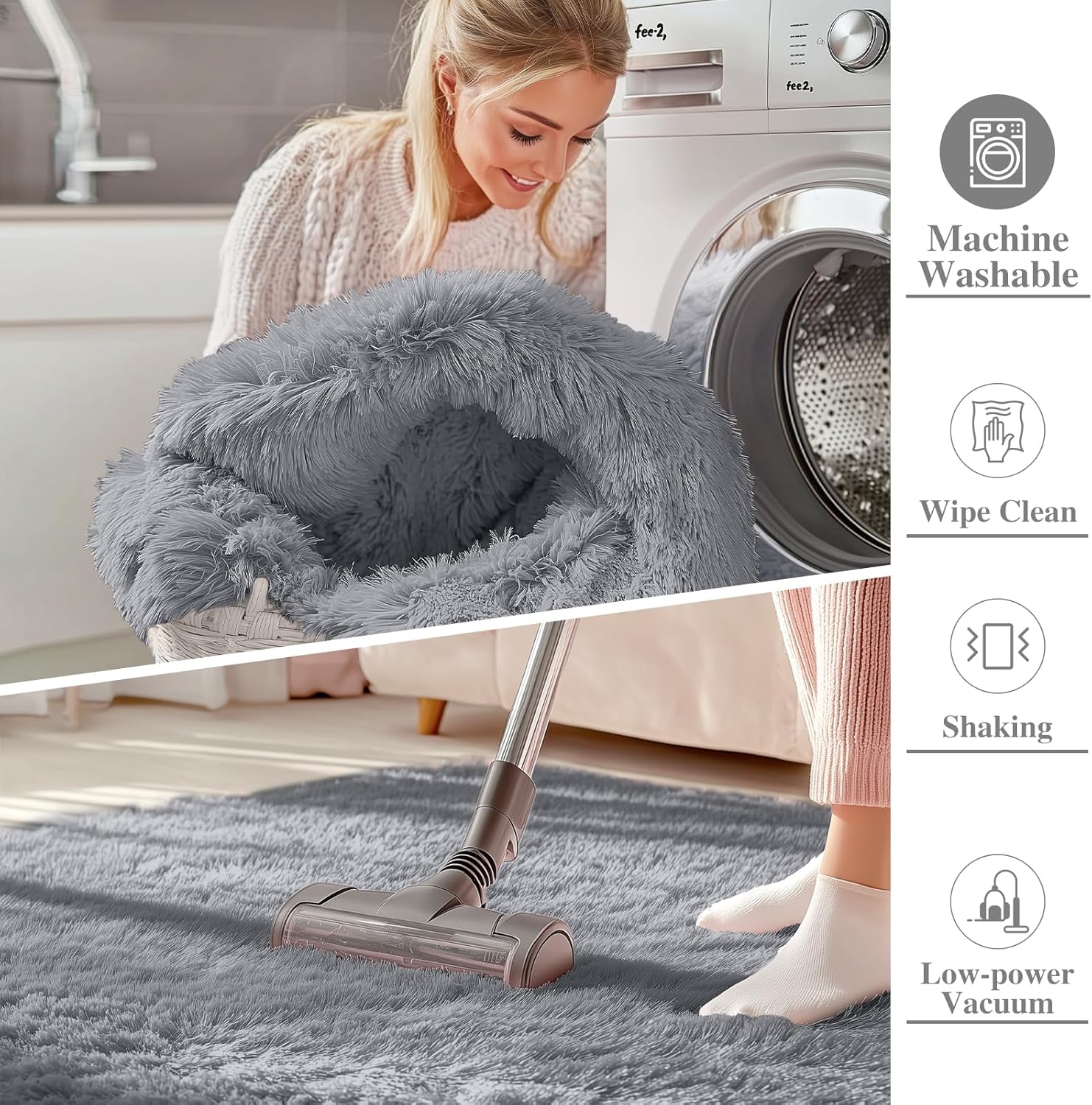 OLANLY 6x9 Machine Washable Large Area Rugs for Living Room, Bedroom, Soft Fluffy Shaggy Bedside Rug, Indoor Floor Carpet for Kids Girls and Boys, Dorms, Nursery, Home Decor Aesthetic, Light Grey