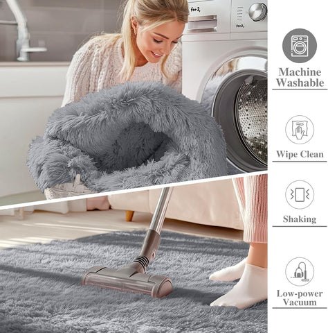 OLANLY 6x9 Machine Washable Large Area Rugs for Living Room, Bedroom, Soft Fluffy Shaggy Bedside Rug, Indoor Floor Carpet for Kids Girls and Boys, Dorms, Nursery, Home Decor Aesthetic, Light Grey
