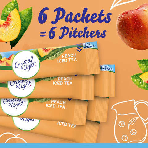 Crystal Light Drink Mix, 72 Pitcher Packets, for Flavorful Hydration and Shareable Refreshment, Artificially Flavored Peach Iced Tea, Made with Black Tea, 1.5 oz each