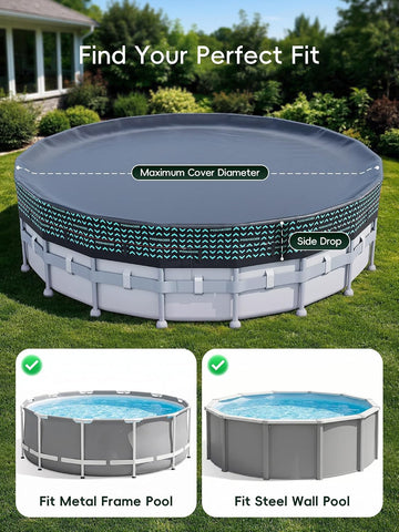 POOLHACKER 550D Heavy-Duty 21 ft Round Pool Cover for Above Ground Pools