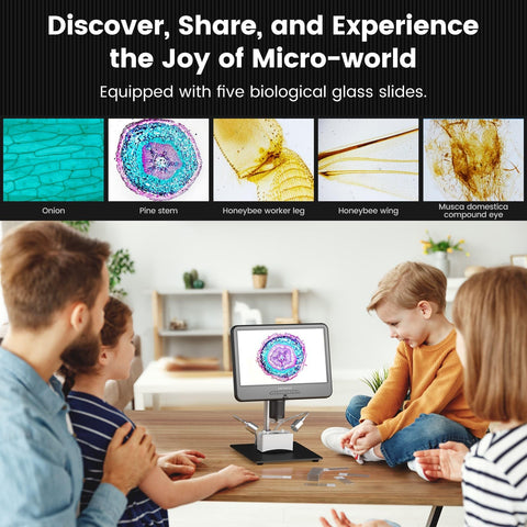Andonstar AD210 10.1 Inch LCD Digital Microscope for Adults, Soldering Microscope for Electronics Repair, Coin Microscope Camera Full View for Error Coins with Light, Biological Slides Kit, 32G Card