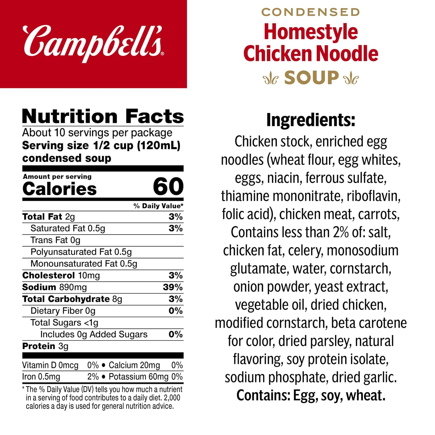 Campbell’s Condensed Homestyle Chicken Noodle Soup, 10.5 oz Can (24 Pack)