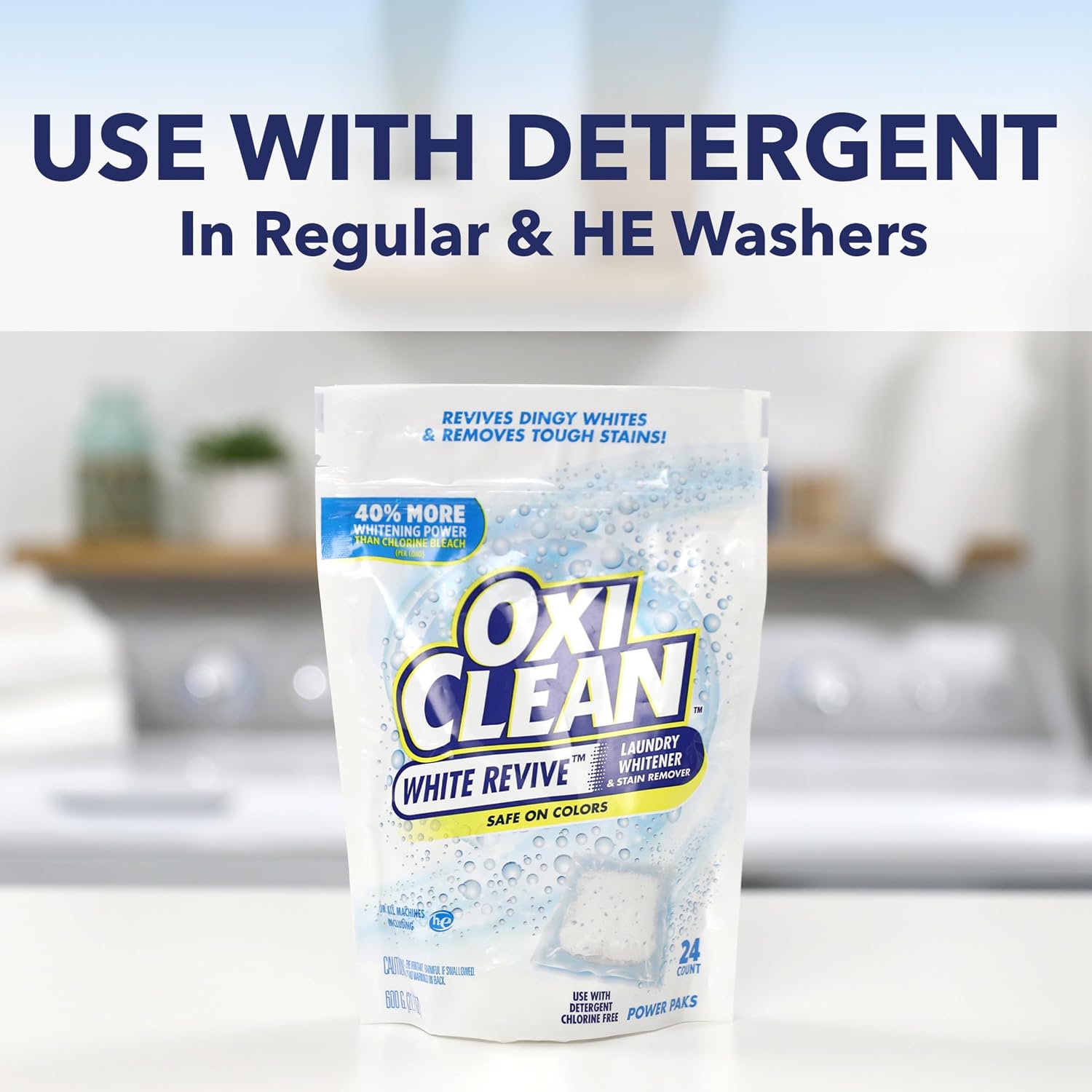 OxiClean White Revive Laundry Whitener & Stain Remover Power Paks, 24 Count