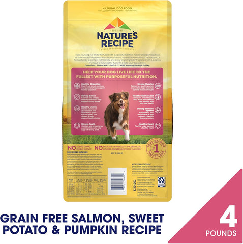 Nature's Recipe Grain Free Easy to Digest Salmon, Sweet Potato and Pumpkin Recipe Dry Dog Food, 4-Pound