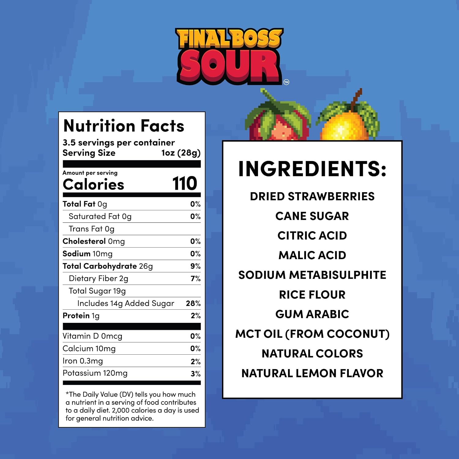 Final Boss Sour Fruit Candy, Strawberry Lemonade, Level 1, 1 Pack
