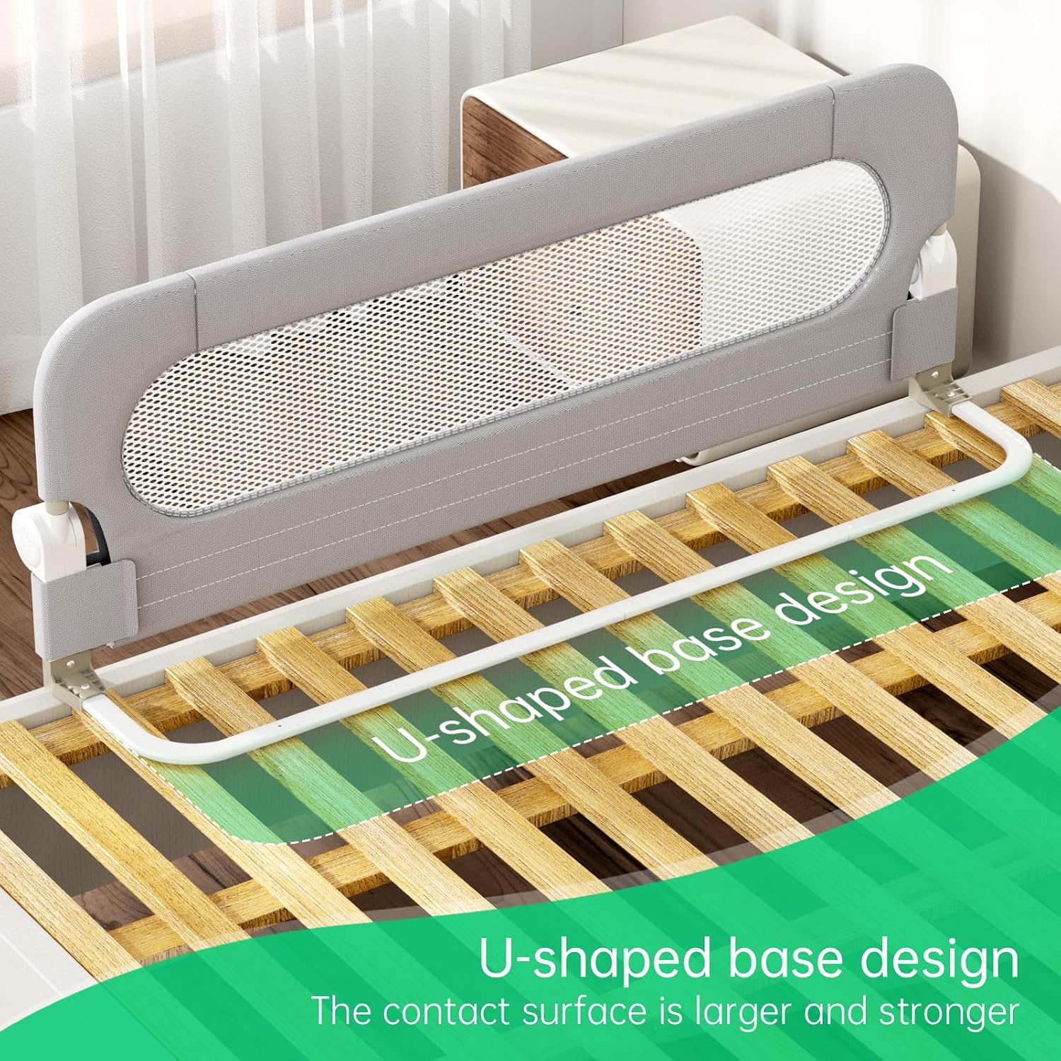 UPGOGO Folding Bed Rail for Toddlers, Grey, 33" L x 23.6" H
