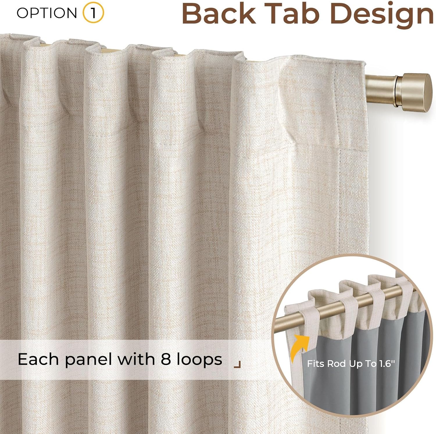 INOVADAY 4 Panels Set Cream Blackout Curtains 84 Inches Long Living Room