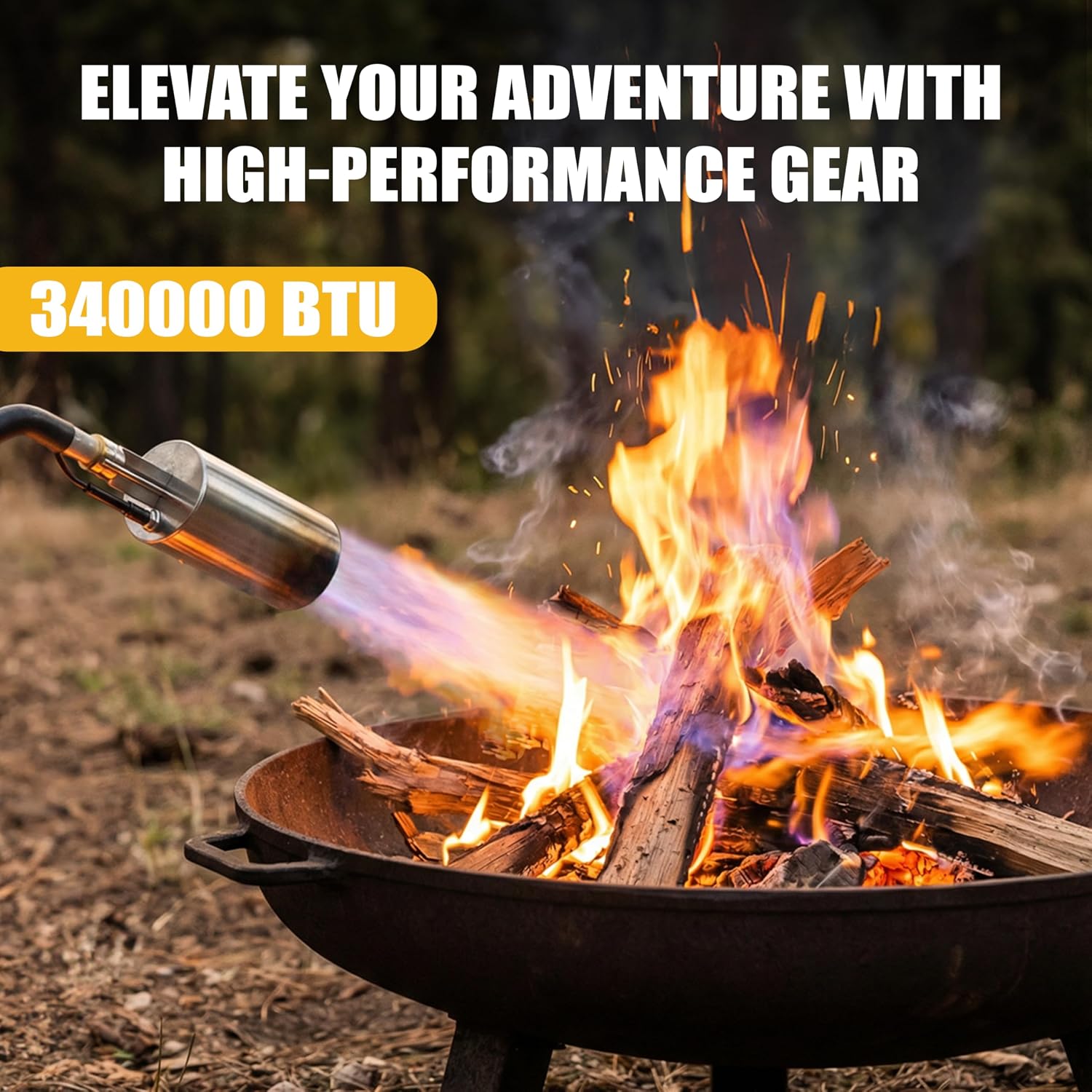 CSA Certified Propane Torch Weed Burner With 12.5-ft Hose Kit, High Output 340,000 BTU Weed Torch with Self Igniter and Turbo Trigger, Long/Short Mode, Dual Fuel Support for Garden, Ice, BBQ
