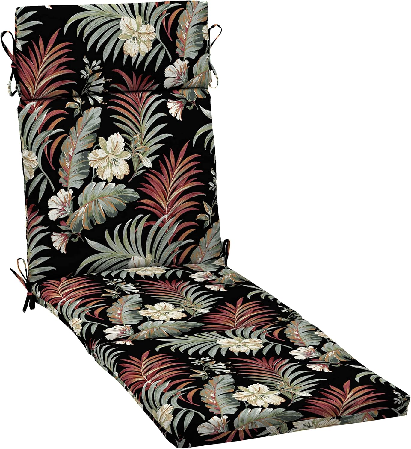 Arden Outdoor Chaise Cushion, 21 in x 72 in, Weather-Proof, Rain-Proof, Fade Resistant Patio Cushion for Chaise Lounger Simone Black Tropical