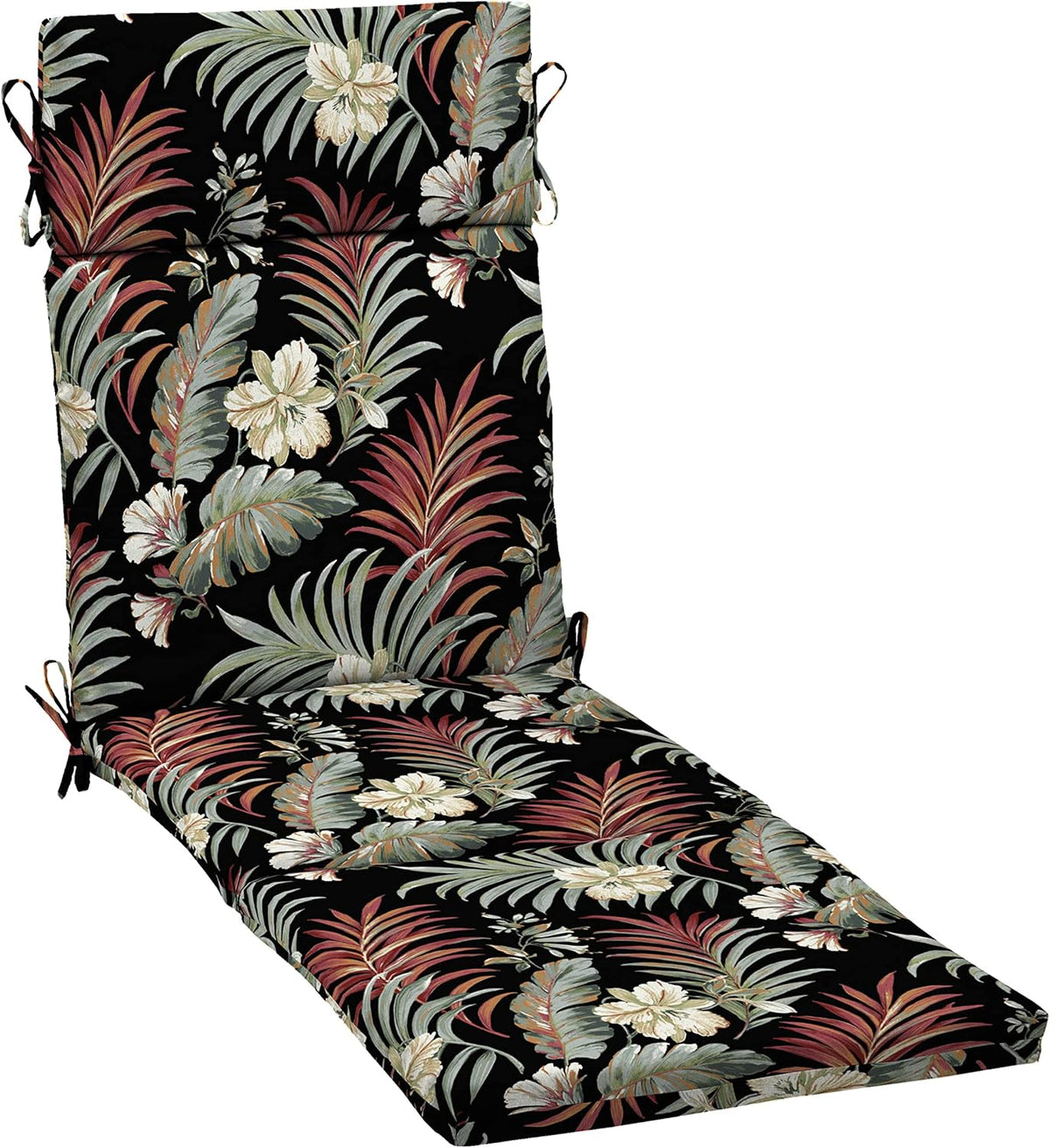 Arden Outdoor Chaise Cushion, 21 in x 72 in, Weather-Proof, Rain-Proof, Fade Resistant Patio Cushion for Chaise Lounger Simone Black Tropical