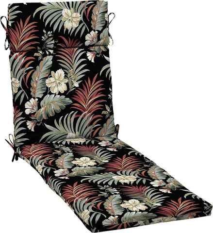 Arden Outdoor Chaise Cushion, 21 in x 72 in, Weather-Proof, Rain-Proof, Fade Resistant Patio Cushion for Chaise Lounger Simone Black Tropical