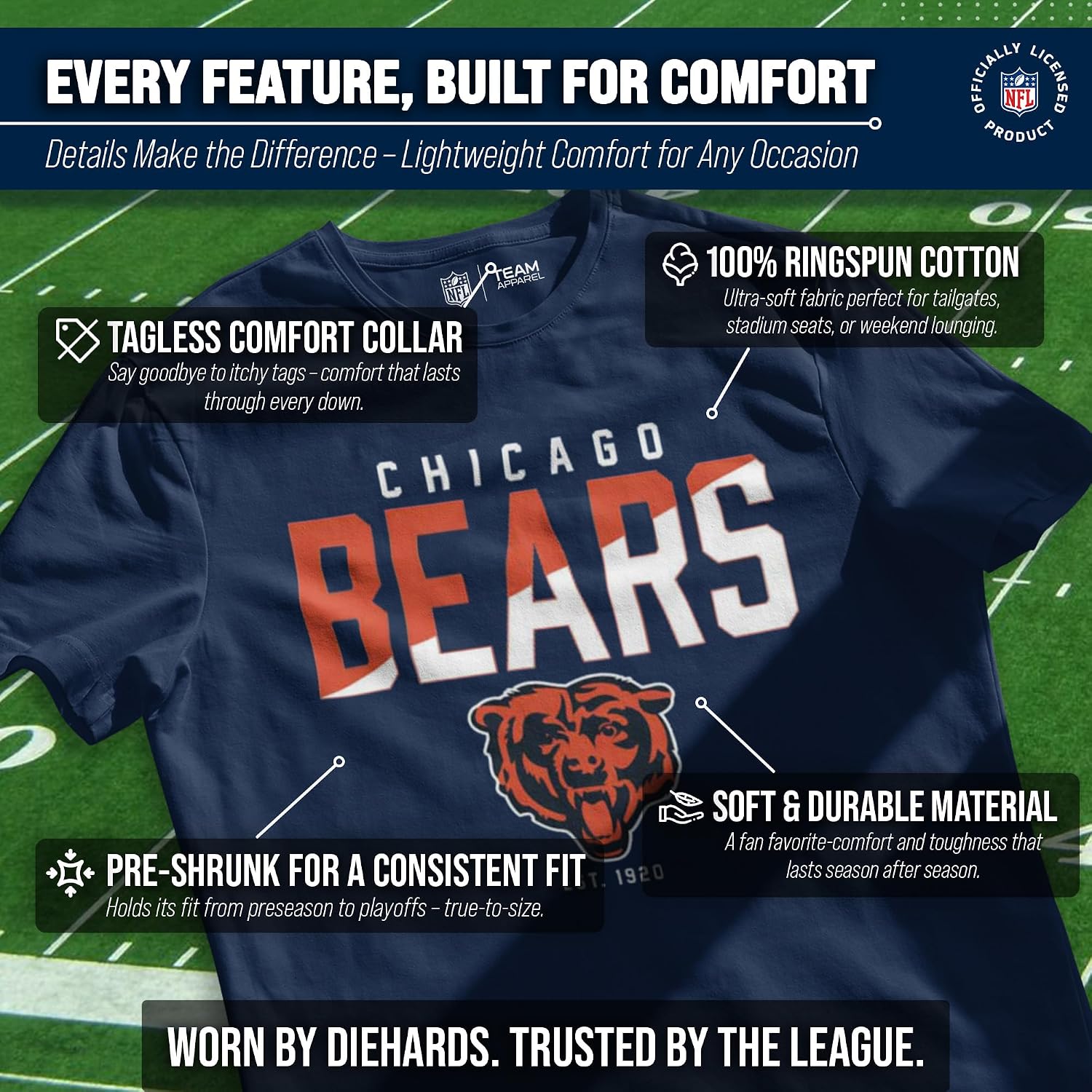 NFL Color Block T-Shirt, Officially Licensed